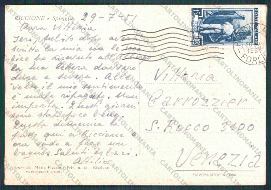 Rimini Riccione PIEGHINA FG cartolina VK3089 – retro