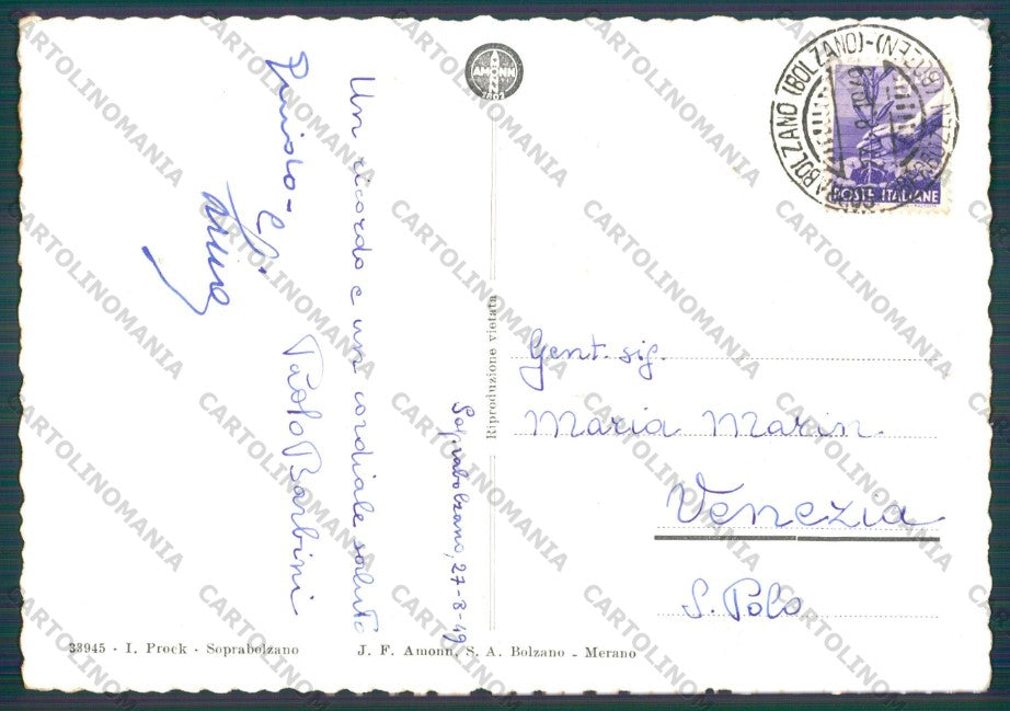 Bolzano Renon Catinaccio FG cartolina VK3097 – retro