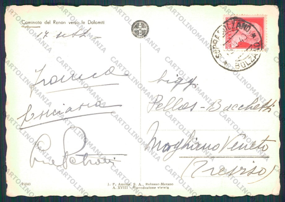 Bolzano Renon Catinaccio PIEGHINA Foto FG cartolina VK3098 – retro