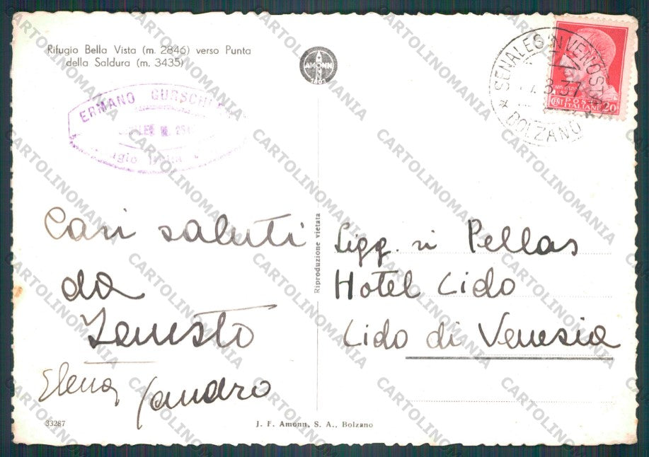 Bolzano Senales Rifugio Bella Vista Foto FG cartolina VK3132 – retro
