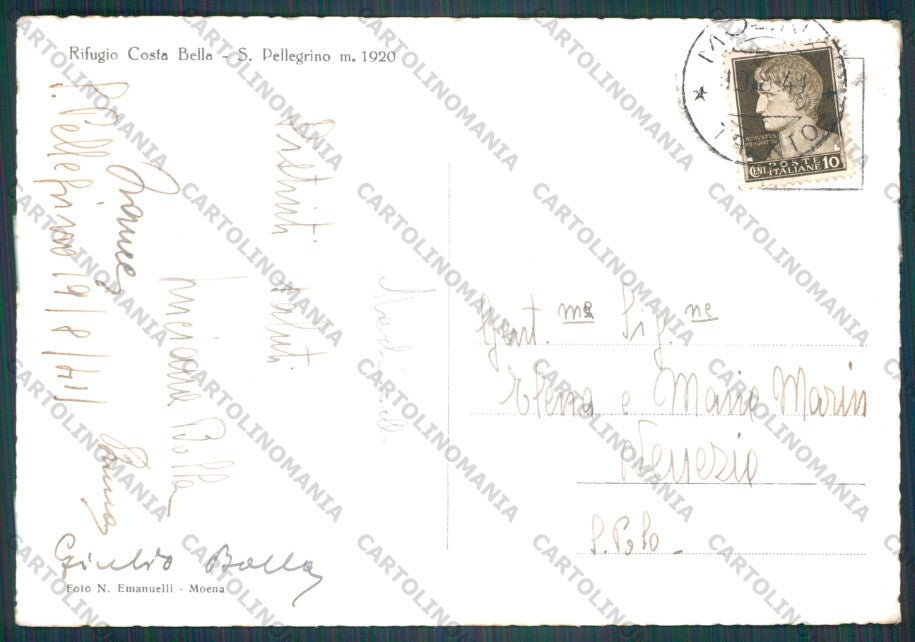 Trento Moena San Pellegrino Rifugio Costa Bella Foto FG cartolina VK3133 – retro