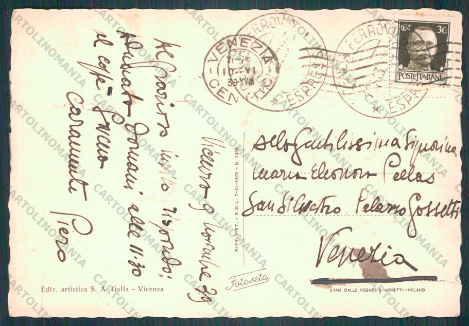 Vicenza Città Monte Berico FG cartolina VK3146 – retro