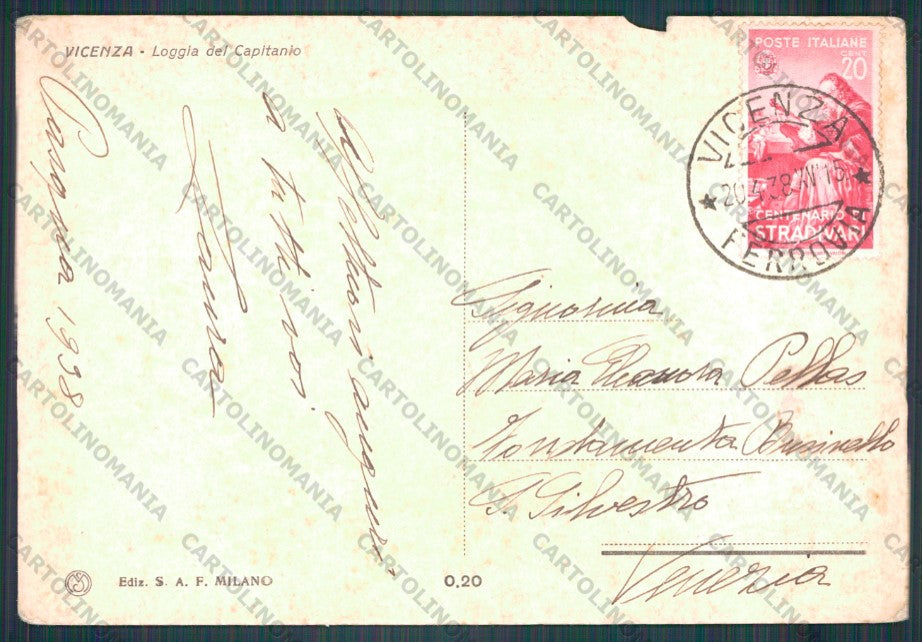 Vicenza Città Loggia del Capitano STRAPPO FG cartolina VK3150 – retro