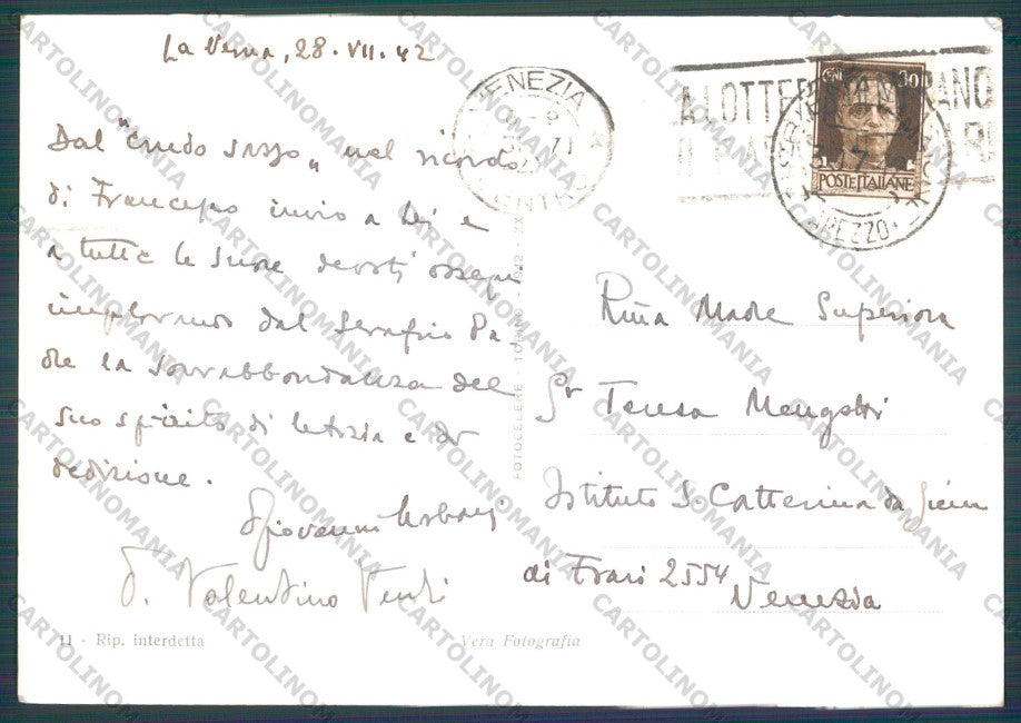 Arezzo Chiusa della Verna Santuario FG cartolina VK3154 – retro