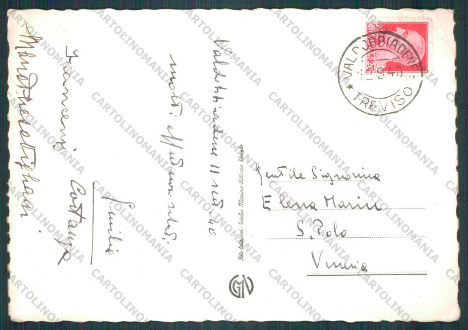 Treviso Valdobbiadene Monte Tomba Grappa PIEGHINE PIEGA FG cartolina VK3156 – retro