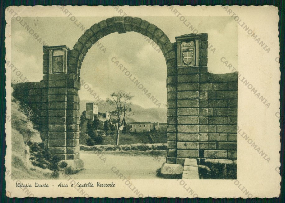 Treviso Vittorio Veneto Arco e Castello Vescovile PIEGHINE FG cartolina VK3169 – fronte