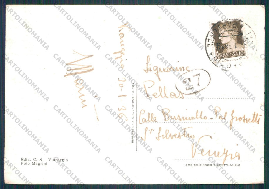 Lucca Viareggio PIEGHINA FG cartolina VK3179 – retro