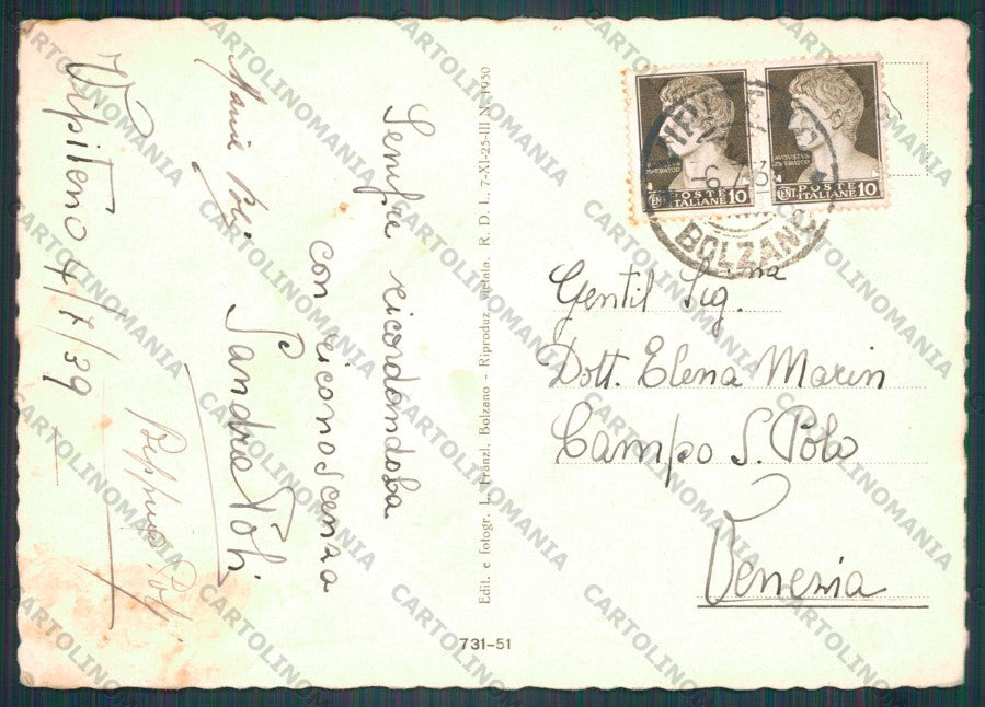 Bolzano Vipiteno ABRASA PIEGA FG cartolina VK3186 – retro