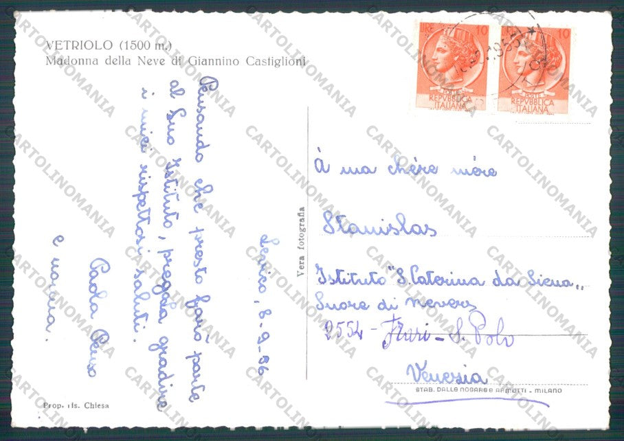 Trento Levico Terme Vetriolo Madonna della Neve Foto FG cartolina VK3192 – retro