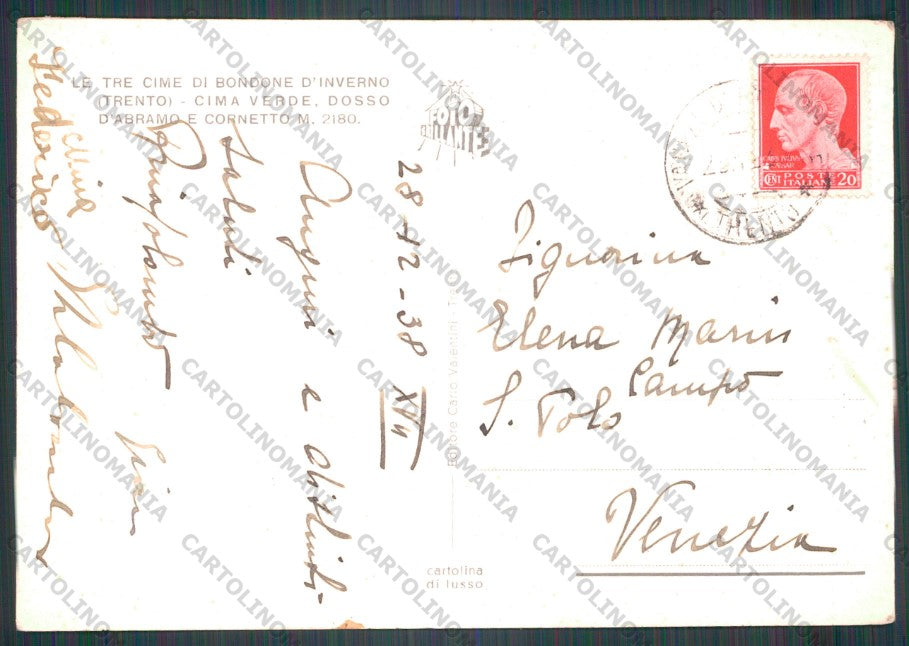Trento Bondone Nevicata ABRASA Foto FG cartolina VK3194 – retro
