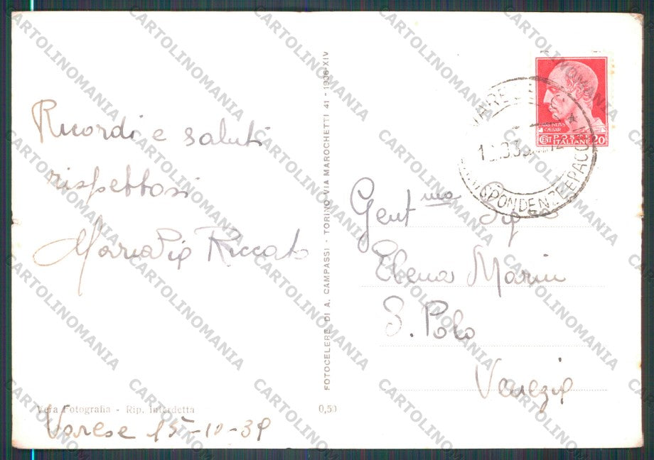 Varese Città Lago di Barche STRAPPINI Foto FG cartolina VK3198 – retro