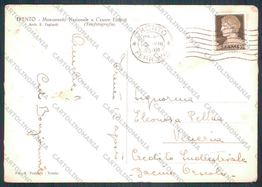 Trento Città PIEGHINE Foto FG cartolina VK3202 – retro