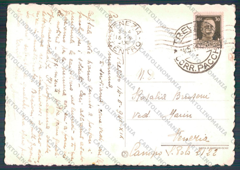 Treviso Città Via Regina Margherita PIEGHE FG cartolina VK3206 – retro