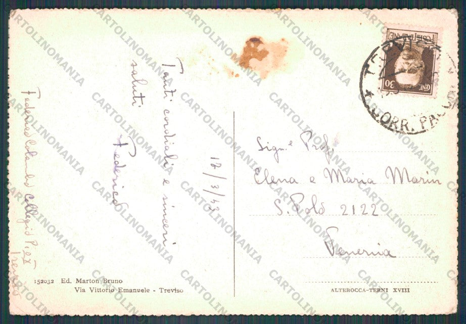 Treviso Città Riviera Regina Margherita PIEGHE FG cartolina VK3207 – retro