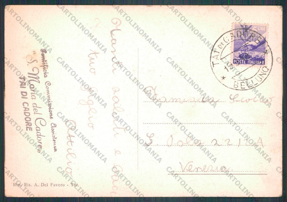 Belluno Pieve di Cadore Croda Bianca Marmarole PIEGHINA FG cartolina VK3227 – retro