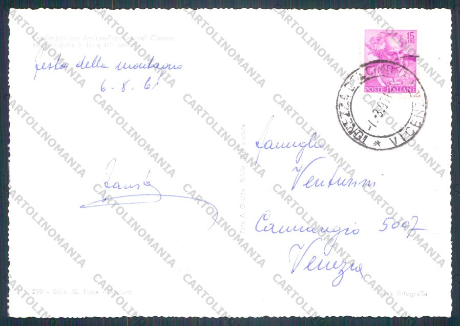 Vicenza Tonezza del Cimone ABRASA Foto FG cartolina VK3231 – retro