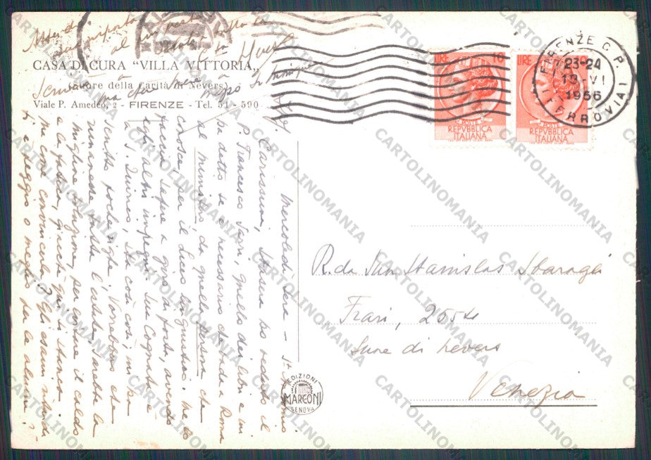 Firenze Città Casa di Cura Villa Vittoria FG cartolina VK3239 – retro