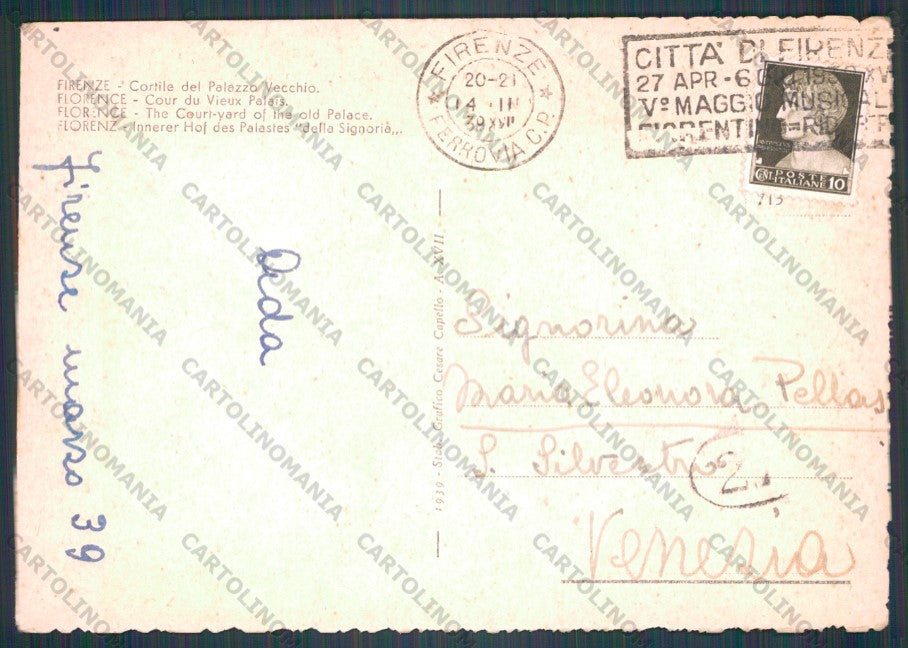 Firenze Città Palazzo Vecchio Cortile FG cartolina VK3240 – retro