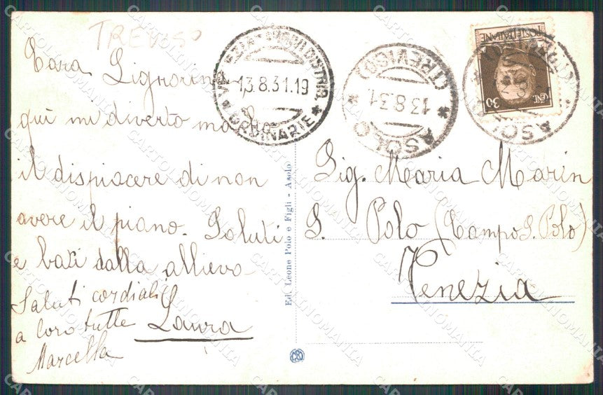 Treviso Asolo Villino Severa cartolina VK3258 – retro