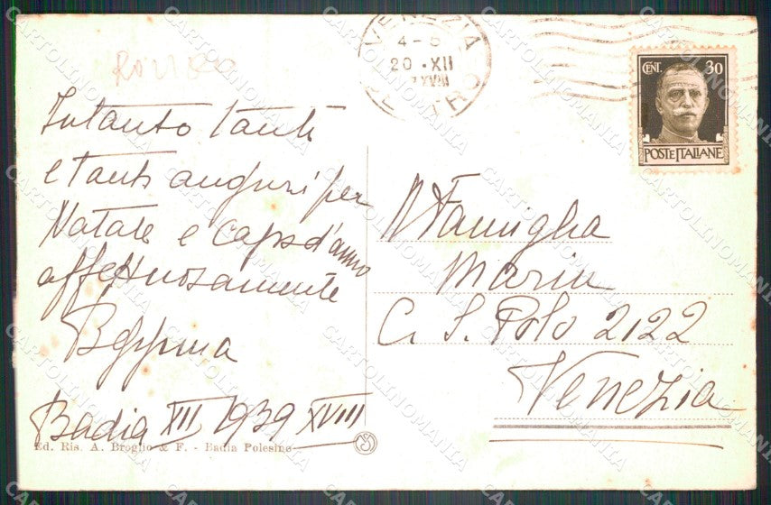 Rovigo Badia Polesine Villa Ferracini MACCHIE cartolina VK3283 – retro
