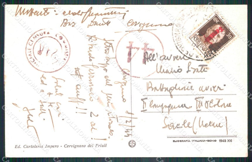 Udine Cervignano del Friuli Municipio RSI cartolina VK3326 – retro