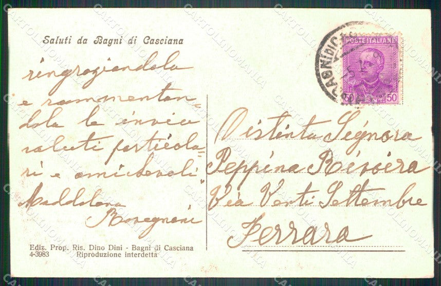 Pisa Casciana Bagni di Dirigibile cartolina VK3335 – retro