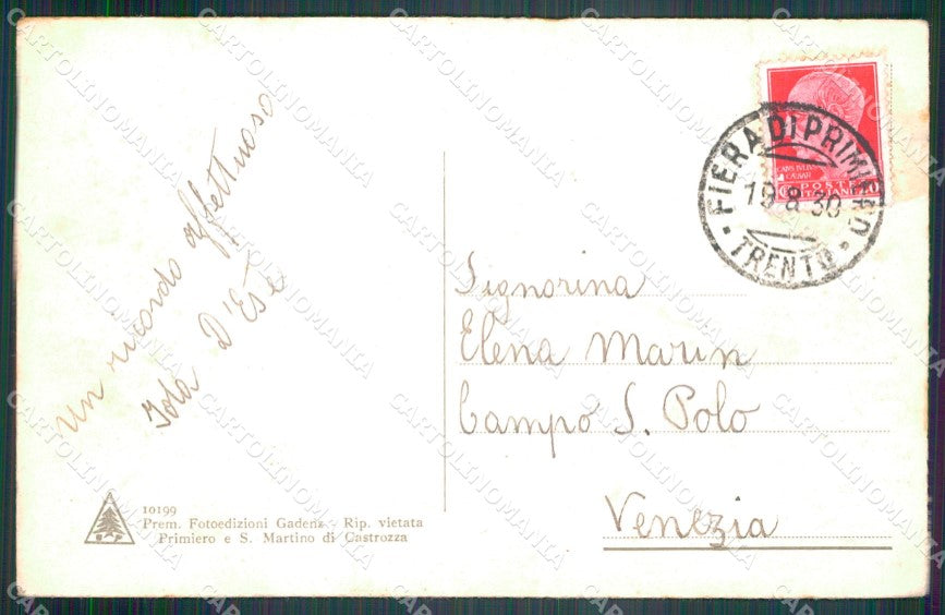 Trento Fiera di Primiero Villa Welsperg Gruppo Canali cartolina VK3377 – retro