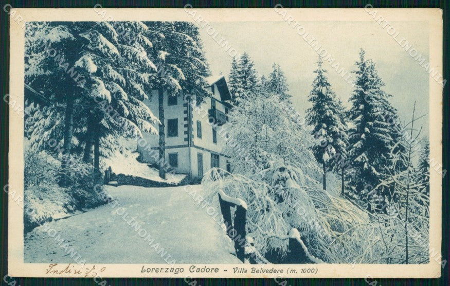 Belluno Lorenzago Cadore Villa Belvedere Nevicata cartolina VK3408 – fronte