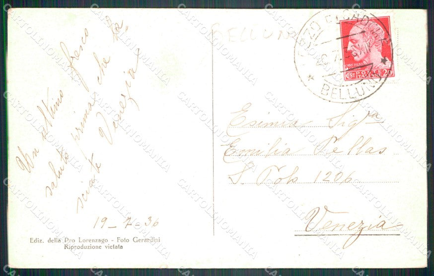 Belluno Lorenzago Cadore Villa Belvedere Nevicata cartolina VK3408 – retro