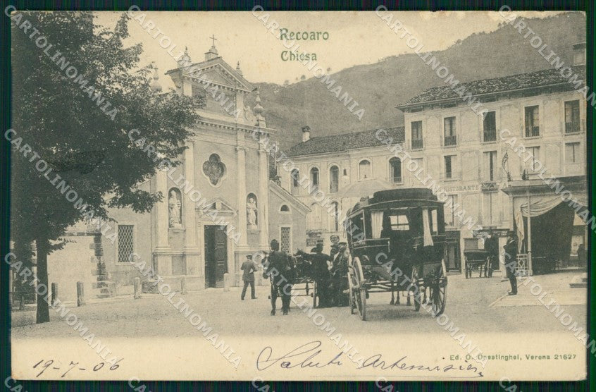 Vicenza Recoaro Chiesa Carrozza ABRASA cartolina VK3527 – fronte