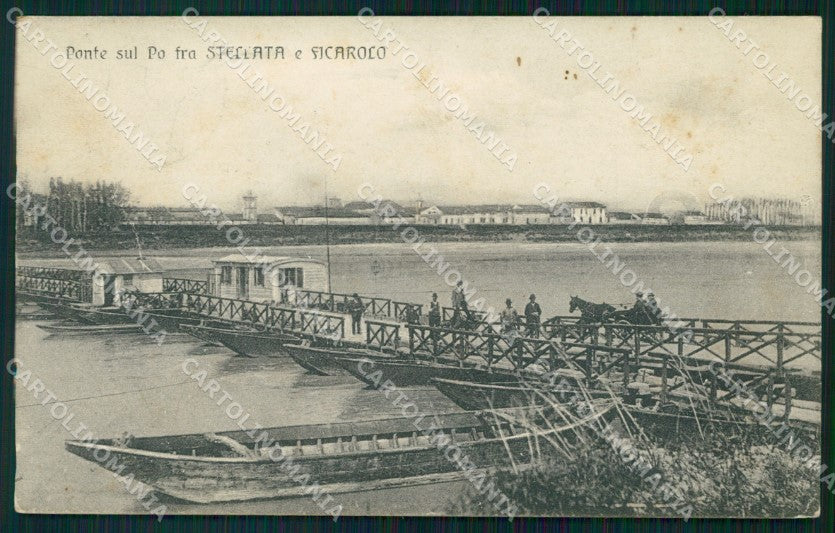 Rovigo Ferrara Stellata Ficarolo Ponte sul Po Carrozza cartolina VK3587 – fronte