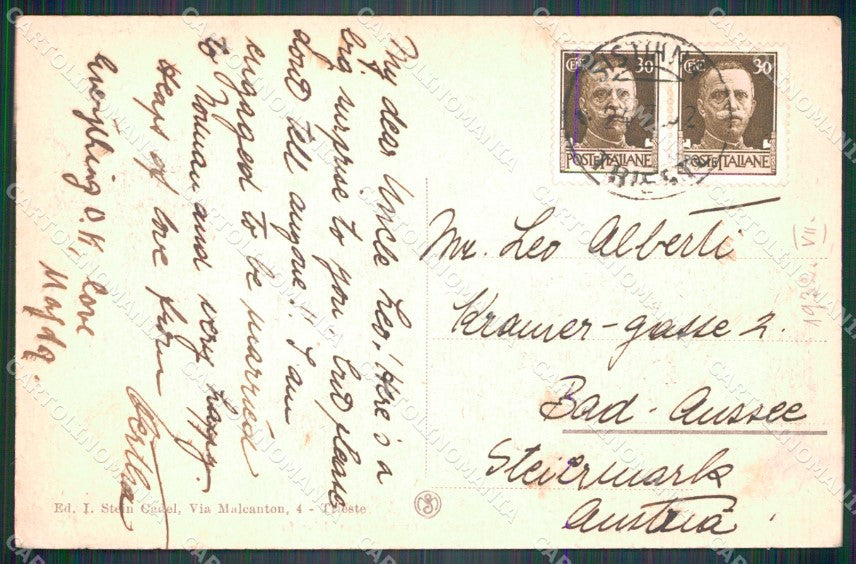 Trieste città Strada Costiera per Monfalcone Auto cartolina VK3592 – retro