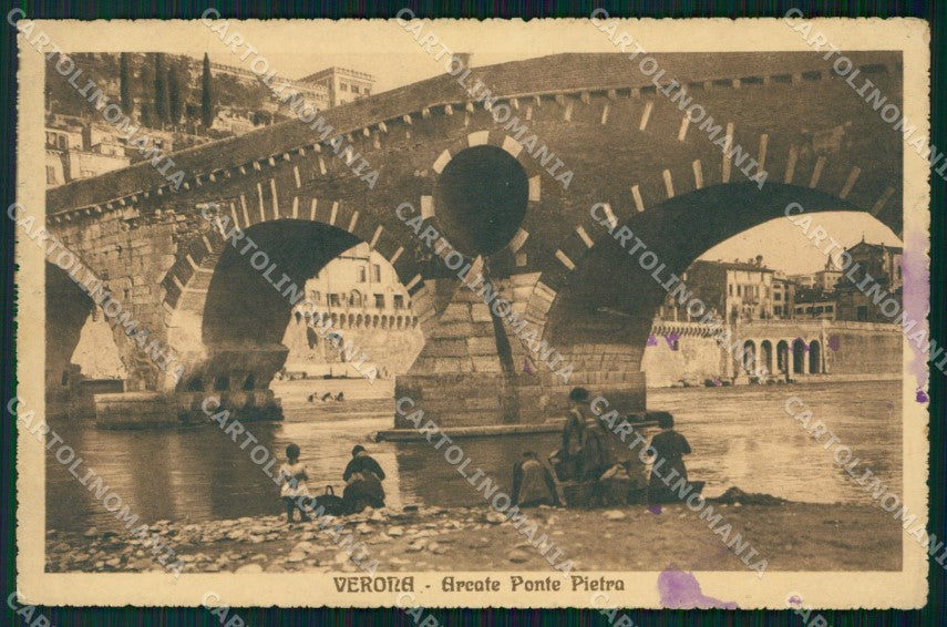 Verona città Arcate Ponte Pietra Lavandaie cartolina VK3609 – fronte