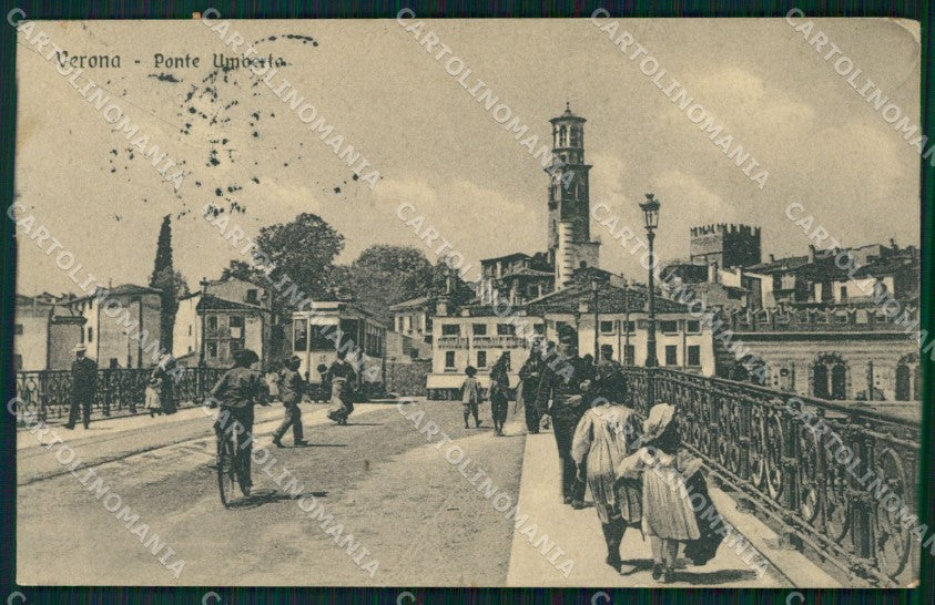 Verona città Ponte Umberto Tram cartolina VK3615 – fronte