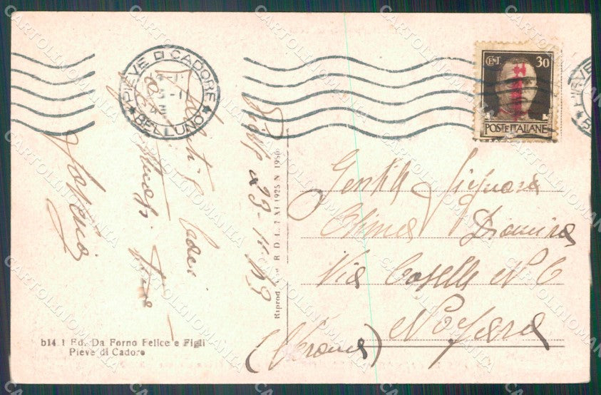 Belluno Pieve di Cadore Panorama Le Marmarole cartolina VK3749 – retro