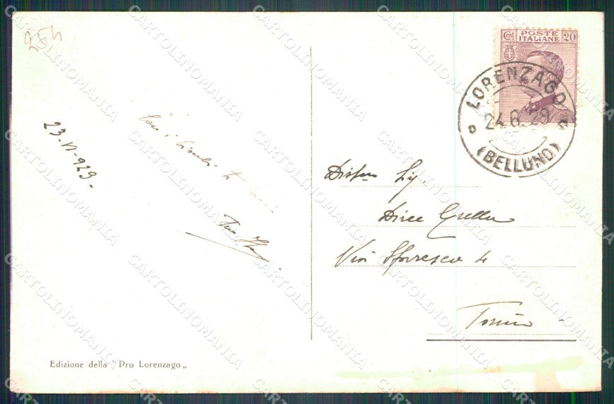 Belluno Lorenzago Cadore Gruppo Marmarole PIEGA cartolina VK3794 – retro