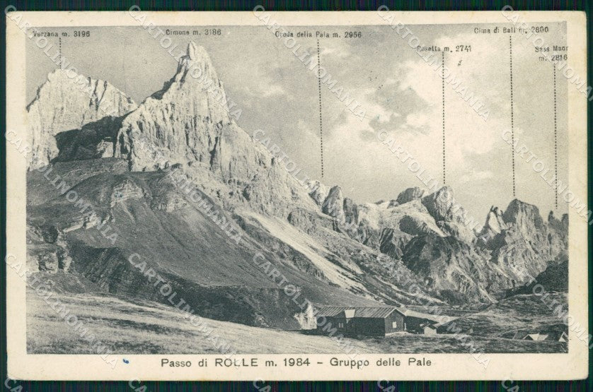 Trento Passo Rolle Gruppo delle Pale Mappa cartolina VK3831 – fronte