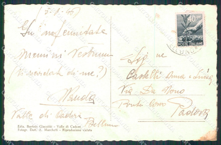 Belluno Valle di Cadore Albergo Stella Alpina cartolina VK3841 – retro