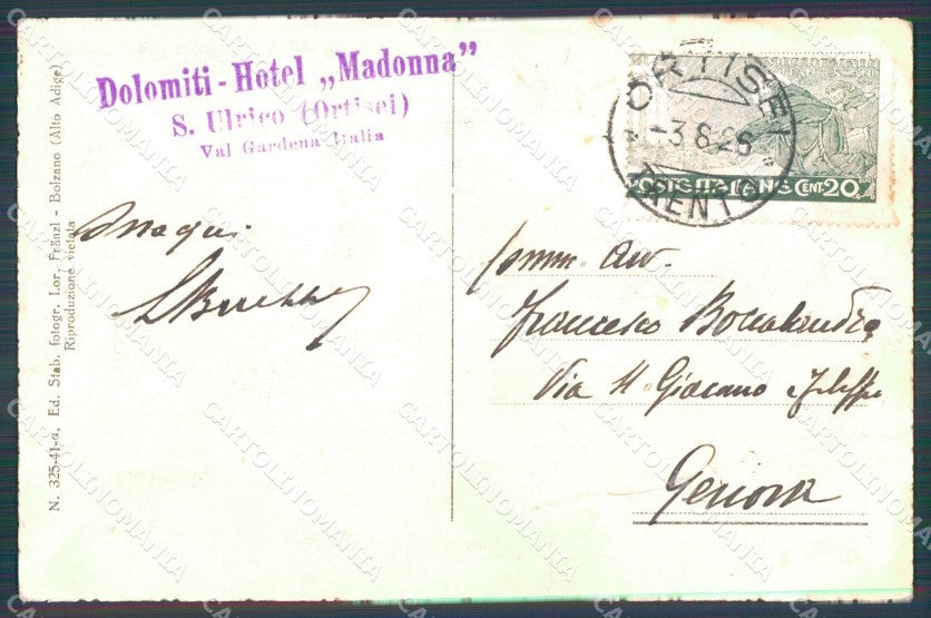 Bolzano Ortisei Val Gardena cartolina VK3853 – retro