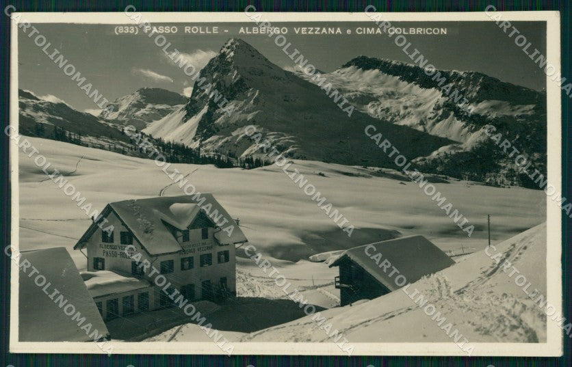 Trento Passo Rolle Albergo Vezzana Colbricon PIEGA Foto cartolina VK3893 – fronte