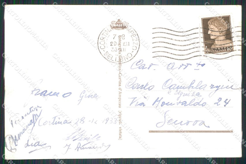 Belluno Cortina d'Ampezzo Nevicata Sci Foto cartolina VK3905 – retro