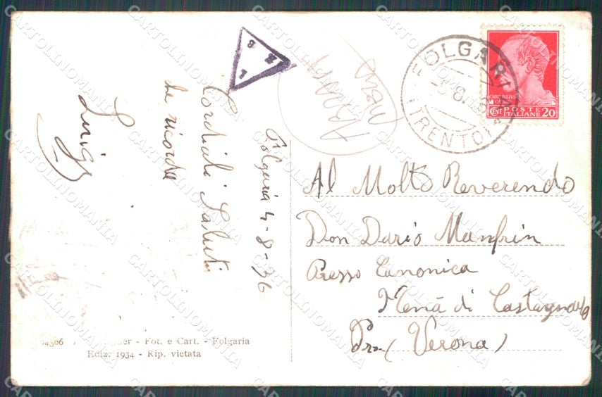 Trento Folgaria Francolini ABRASA PIEGA cartolina VK3941 – retro
