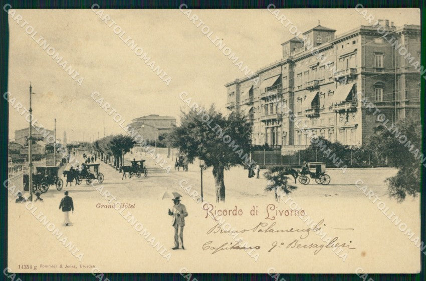 Livorno città Grand Hotel Carrozze cartolina VK3942 – fronte