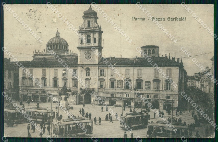 Parma città Piazza Garibaldi Tram cartolina VK3957 – fronte