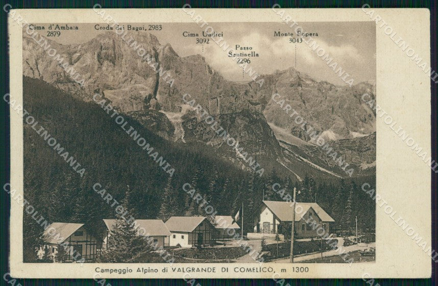Belluno Comelico Superiore Valgrande Campeggio Alpino cartolina VK3980 – fronte