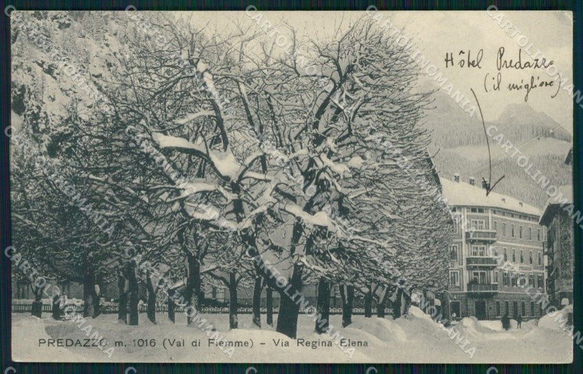 Trento Predazzo Via Regina Elena Nevicata cartolina VK4068 – fronte