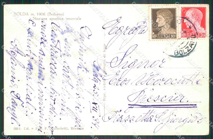 Bolzano Stelvio Solda Nevicata Foto cartolina VK4070 – retro
