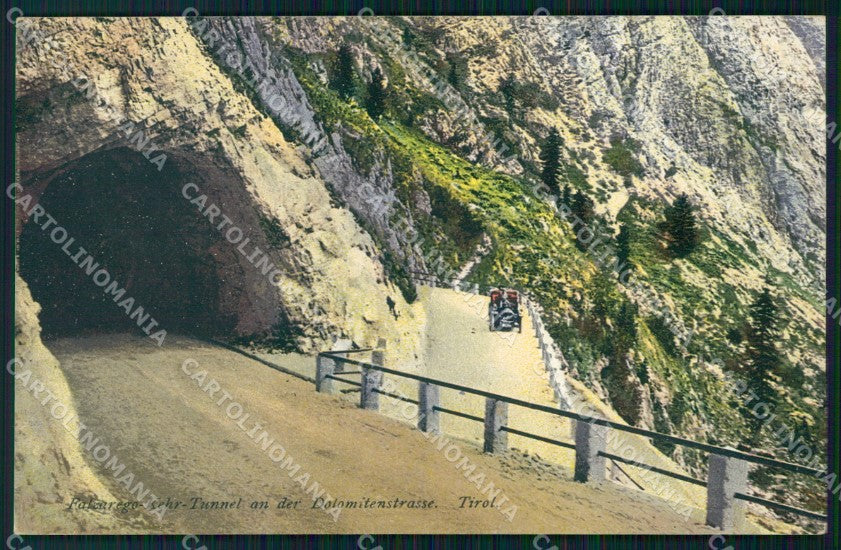 Belluno Falzarego Tunnel Dolomitenstrasse Auto cartolina VK4082 – fronte