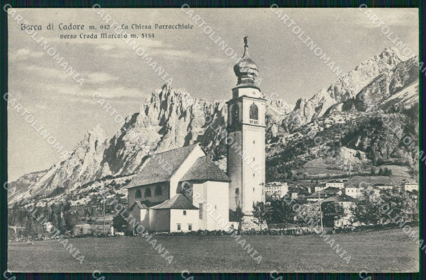 Belluno Borca di Cadore Chiesa Parrocchiale Croda Marcora cartolina VK4125 – fronte