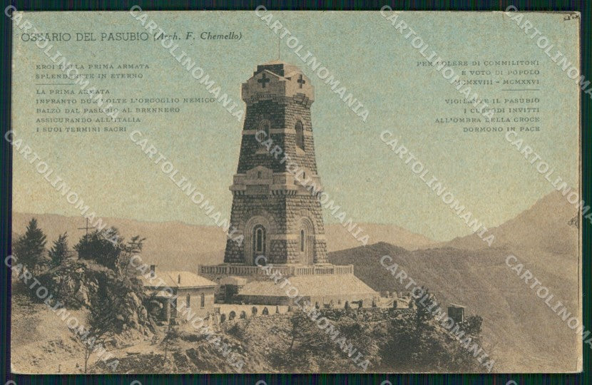 Vicenza Pian delle Fugazze Ossario del Pasubio Arch. Chemello cartolina VK4128 – fronte